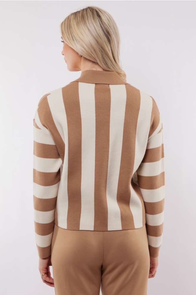 CECILLIA KNIT CARDIGAN 25NMC07 016523 WOOL WHITE/LIGHT CAMEL